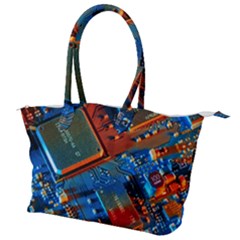 Gray Circuit Board Electronics Electronic Components Microprocessor Canvas Shoulder Bag by Cemarart