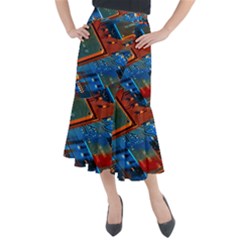 Gray Circuit Board Electronics Electronic Components Microprocessor Midi Mermaid Skirt by Cemarart