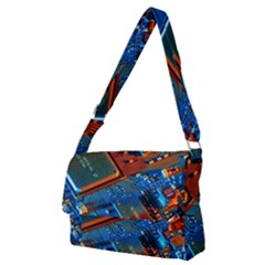 Gray Circuit Board Electronics Electronic Components Microprocessor Full Print Messenger Bag (m) by Cemarart