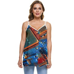 Gray Circuit Board Electronics Electronic Components Microprocessor Casual Spaghetti Strap Chiffon Top by Cemarart