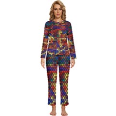 Hexagon Honeycomb Pattern Design Womens  Long Sleeve Lightweight Pajamas Set by Ndabl3x