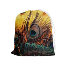 Sunset Illustration Water Night Sun Landscape Grass Clouds Painting Digital Art Drawing Drawstring Pouch (xl) by Cemarart
