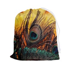 Sunset Illustration Water Night Sun Landscape Grass Clouds Painting Digital Art Drawing Drawstring Pouch (2xl) by Cemarart