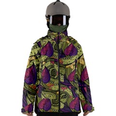 Green Paisley Background, Artwork, Paisley Patterns Men s Zip Ski And Snowboard Waterproof Breathable Jacket by nateshop