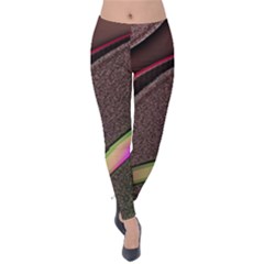 Circle Colorful Shine Line Pattern Geometric Velvet Leggings by Proyonanggan