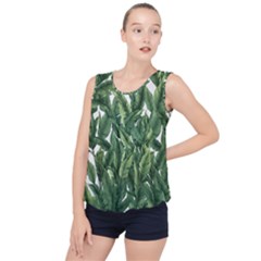 Tropical Leaves Bubble Hem Chiffon Tank Top by goljakoff