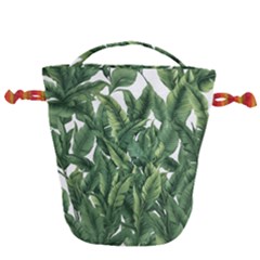 Tropical Leaves Drawstring Bucket Bag by goljakoff