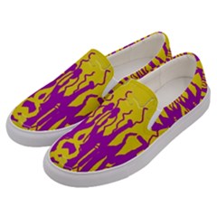 Yellow And Purple In Harmony Men s Canvas Slip Ons by pepitasart
