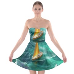Double Exposure Flower Strapless Bra Top Dress by Cemarart