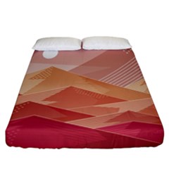 Mountains Sunset Landscape Nature Fitted Sheet (california King Size) by Cemarart