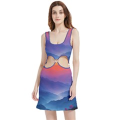 Valley Night Mountains Velour Cutout Dress by Cemarart
