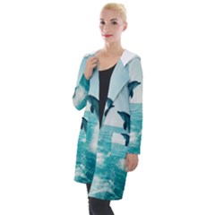 Dolphin Sea Ocean Hooded Pocket Cardigan by Cemarart