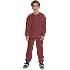 Hexagon Motif Geometric Tribal Style Pattern Kids  Sweatshirt Set by dflcprintsclothing