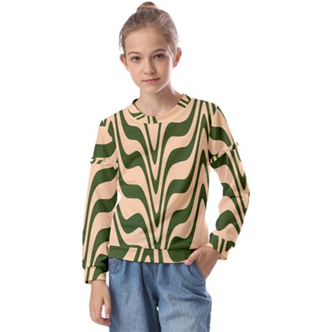 Swirl Pattern Abstract Marble Kids  Long Sleeve T-shirt With Frill  by Cemarart