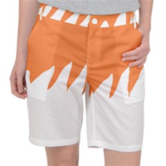 Orange Background Halloween Women s Pocket Shorts by Cemarart
