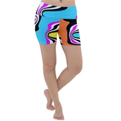 Liquid Warp Background Orange Blue Lightweight Velour Yoga Shorts by Cemarart