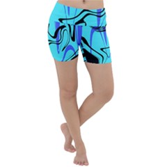 Mint Background Swirl Blue Black Lightweight Velour Yoga Shorts by Cemarart