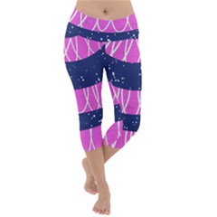Texture Grunge Speckles Dot Lightweight Velour Capri Yoga Leggings by Cemarart
