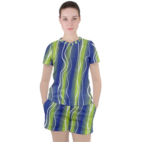 Texture Multicolour Gradient Grunge Women s T-shirt And Shorts Set by Cemarart