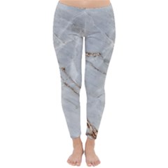 Gray Light Marble Stone Texture Background Classic Winter Leggings by Cemarart