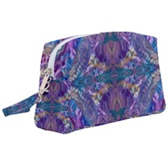 Cobalt Arabesque Wristlet Pouch Bag (large)