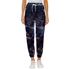 Fractal Cube 3d Art Nightmare Abstract Women s Cropped Drawstring Pants by Cemarart