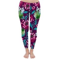Flowers Pattern Art Texture Floral Classic Winter Leggings by Cemarart