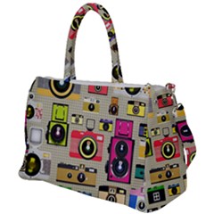 Retro Camera Pattern Graph Duffel Travel Bag by Bedest