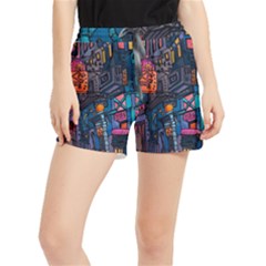 Wallet City Art Graffiti Women s Runner Shorts by Bedest