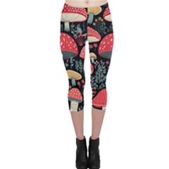 Mushrooms Psychedelic Capri Leggings  by Grandong
