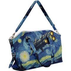 Spaceship Starry Night Van Gogh Painting Canvas Crossbody Bag by Maspions