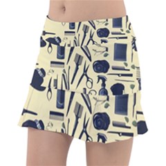 Elegant Hairdresser Pattern Cream Classic Tennis Skirt by TetiBright