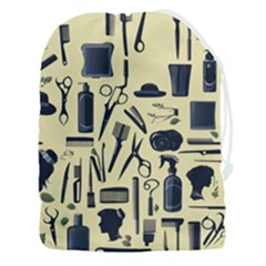 Elegant Hairdresser Pattern Cream Drawstring Pouch (3xl) by TetiBright