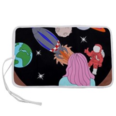 Girl Bed Space Planets Spaceship Rocket Astronaut Galaxy Universe Cosmos Woman Dream Imagination Bed Pen Storage Case (s) by Maspions