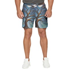 Tree Branches Mystical Moon Expressionist Oil Painting Acrylic Painting Abstract Nature Moonlight Ni Men s Runner Shorts by Maspions
