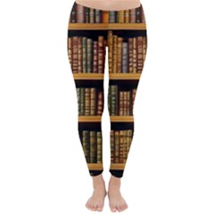 Room Interior Library Books Bookshelves Reading Literature Study Fiction Old Manor Book Nook Reading Classic Winter Leggings by Grandong