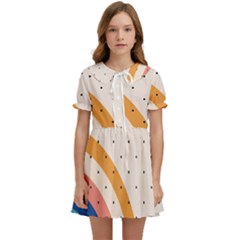 Abstract Geometric Bauhaus Polka Dots Retro Memphis Rainbow Kids  Sweet Collar Dress by Maspions