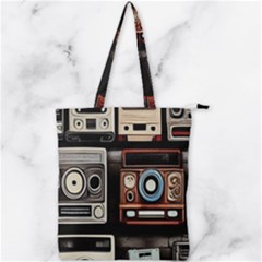 Retro Cameras Old Vintage Antique Technology Wallpaper Retrospective Double Zip Up Tote Bag by Grandong