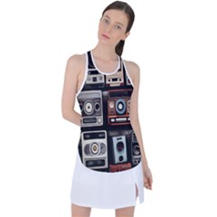 Retro Cameras Old Vintage Antique Technology Wallpaper Retrospective Racer Back Mesh Tank Top by Grandong