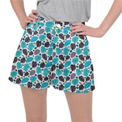 Leaves Monstera Pattern Nature Blue Purple Mauve Flora Women s Ripstop Shorts by Maspions