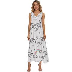 Cute Art Print Pattern V-neck Sleeveless Loose Fit Overalls by Apen