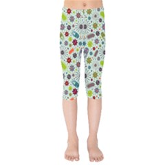 Seamless Pattern With Viruses Kids  Capri Leggings  by Apen