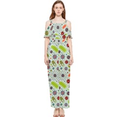 Seamless Pattern With Viruses Draped Sleeveless Chiffon Jumpsuit by Apen