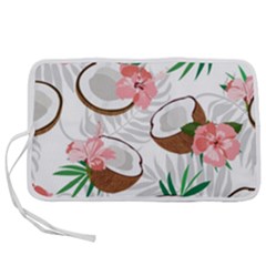 Seamless Pattern Coconut Piece Palm Leaves With Pink Hibiscus Pen Storage Case (s) by Apen