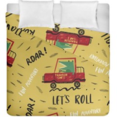 Childish Seamless Pattern With Dino Driver Duvet Cover Double Side (king Size) by Apen
