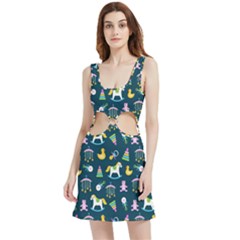 Cute Babies Toys Seamless Pattern Velour Cutout Dress by Apen