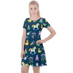 Cute Babies Toys Seamless Pattern Cap Sleeve Velour Dress  by Apen