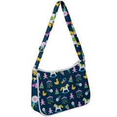 Cute Babies Toys Seamless Pattern Zip Up Shoulder Bag by Apen