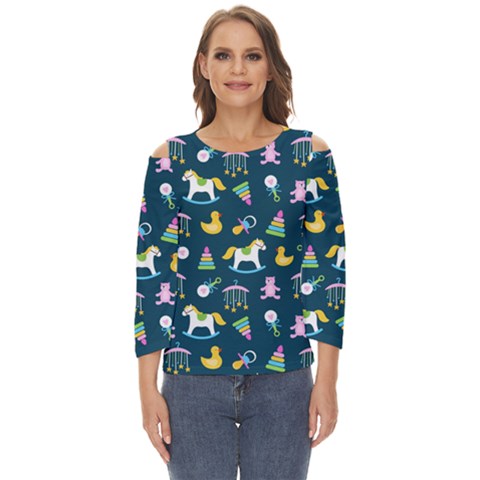 Cute Babies Toys Seamless Pattern Cut Out Wide Sleeve Top by Apen