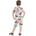 Seamless Pattern Coconut Piece Palm Leaves With Pink Hibiscus Kids  T-Shirt and Shorts Set View2